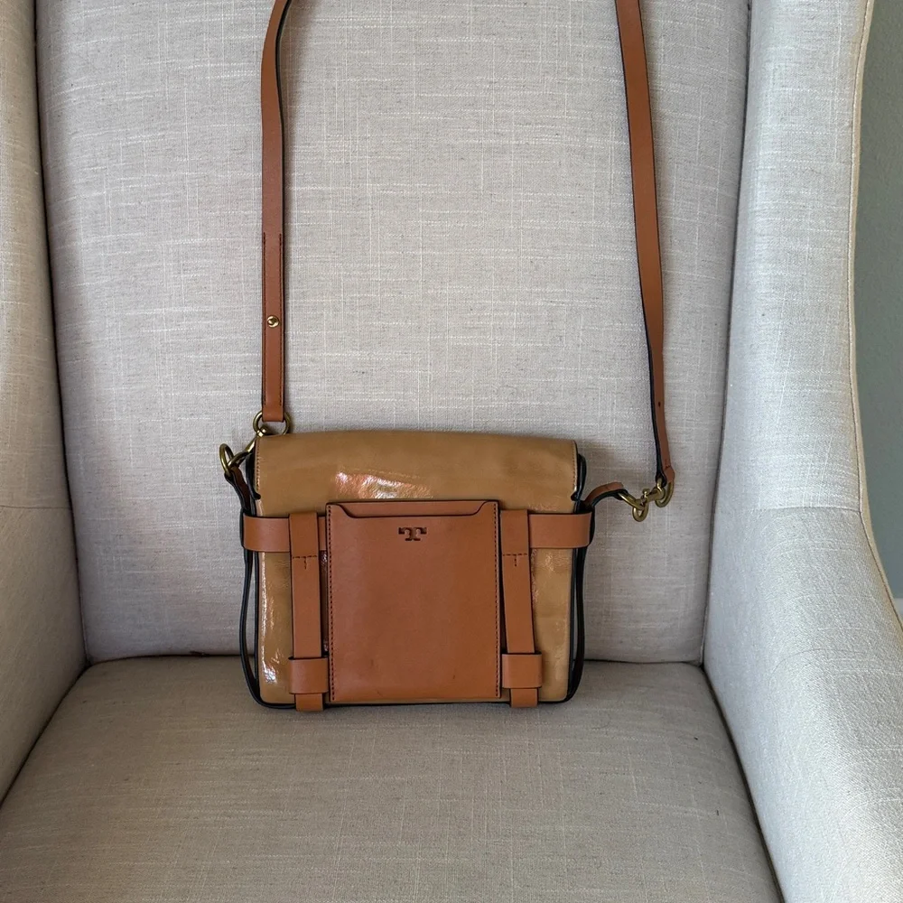 Tory Burch Alastair Pebbled Leather Shoulder Crossbody Bag Tan Convertible Bag - Picture 8 of 16